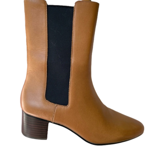 J. Crew Chelsea Brown Size 8 Boots Leather High-Shaft Stacked Heel Boots